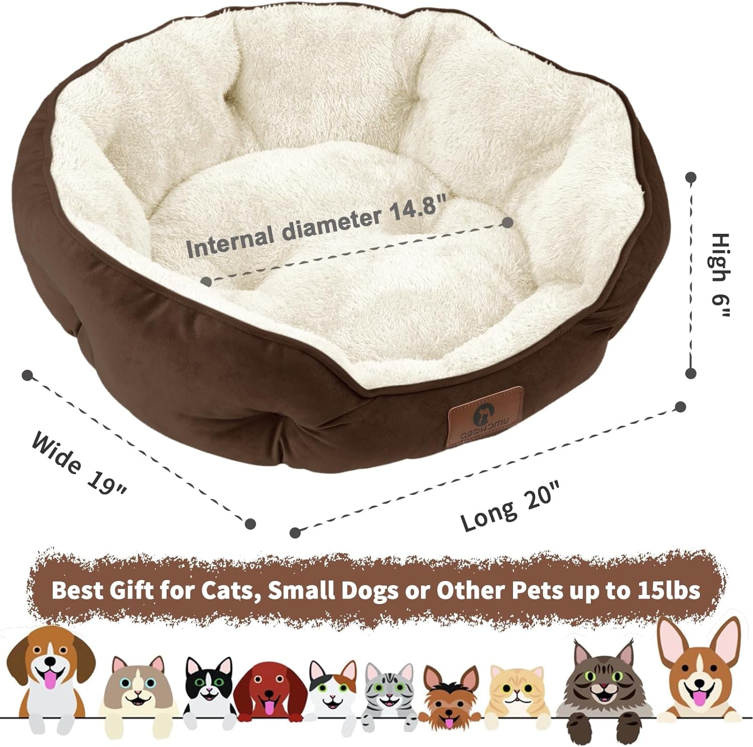 Comfort Pet Bed for Puppies & Kittens | 20" Cat & Small Dog Bed