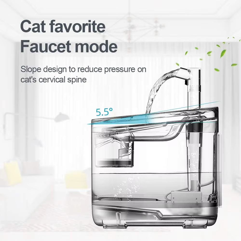 Automatic Cat Water Fountain 1.5L with Replacement Faucet Kit